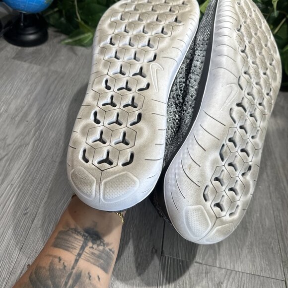 Nike Free RN Flyknit 2018 Men's Size 14 Running Shoes Black White Oreo - Picture 8 of 10